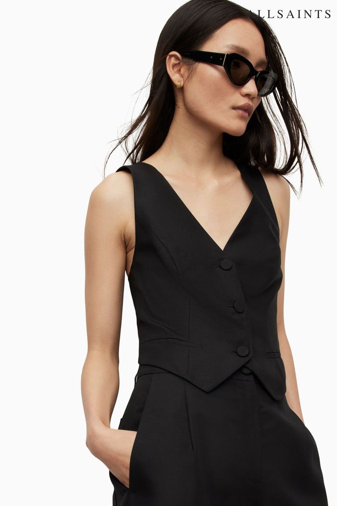 Womens black waistcoat uk hot sale