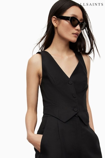 AllSaints Petra Black Waistcoat (241962) | £129
