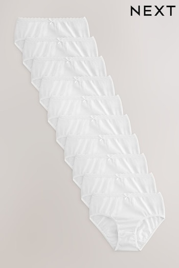 White Lace Trim Briefs 10 Pack (1.5-16yrs) (242134) | £11 - £16
