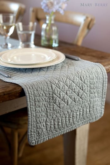 Mary Berry Grey Signature Cotton Table Runner (242249) | £24