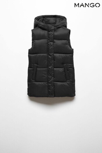 Mango Quilted Black Gilet With Hood (242307) | £28