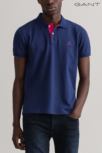 GANT Contrast Collar Blue Polo Shirt (242335) | £80