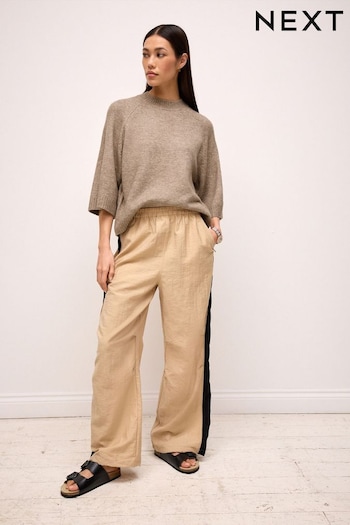Camel/Black Side Stripe Pull On Track Pant Trousers (242503) | £36