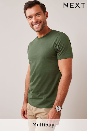 Green Dark Khaki Slim Fit Essential Crew Neck T-Shirt (242953) | £8