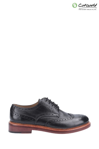 Cotswold Black Quenington Leather Goodyear Welt Lace Up Shoes 10k (242993) | £96
