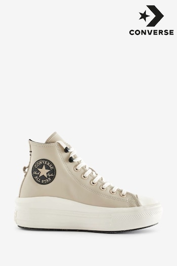 Converse Neutral Chuck Taylor All Star Move Platform Leather Trainers (243213) | £100
