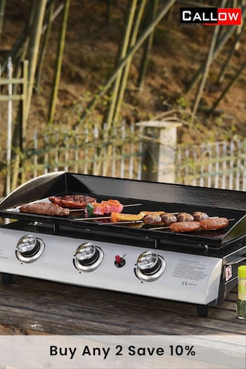 Callow Black Garden 3 Burner Gas BBQ Plancha With Stand (243358) | £200