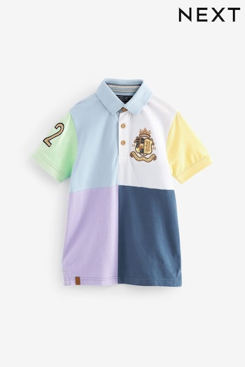 Pastel/Blues Short Sleeve Colourblock Polo Shirt (3-16yrs) (243564) | £12 - £17