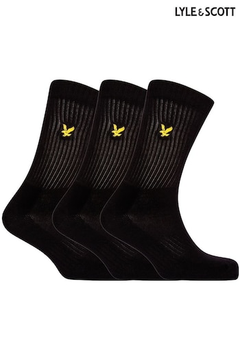 Lyle & Scott Black Sports Socks Three Pack (243644) | £16