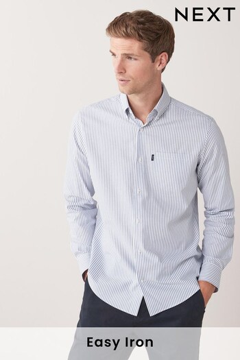 Blue Stripe Regular Fit Single Cuff Easy Iron Button Down Oxford Shirt (243883) | £22
