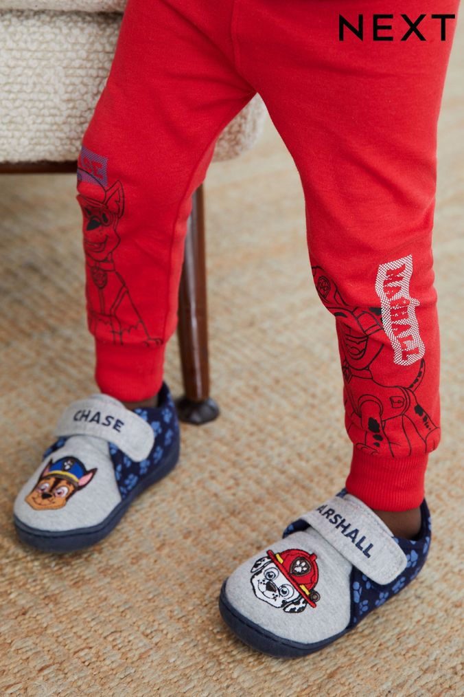Grey/Navy PAW Patrol Touch Fastening Cupsole Slippers (244057) | £13 - £15