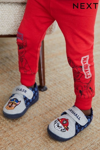 Grey/Navy PAW Patrol Touch Fastening Cupsole Print Slippers (244057) | £13 - £15