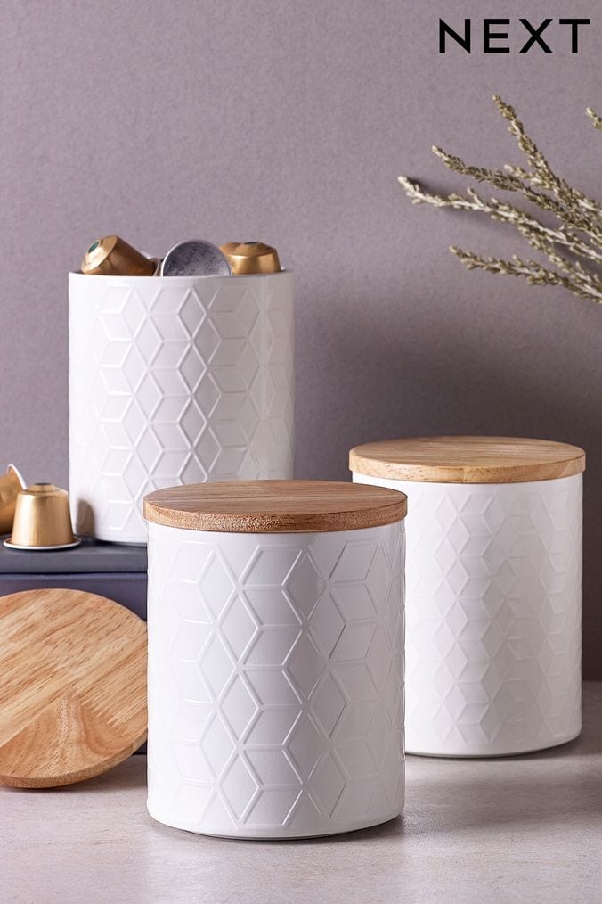 White coffee tea sugar canisters discount