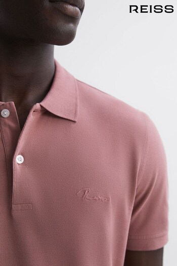 Reiss Dusty Rose Peters Slim Fit Garment Dyed Polo Shirt (244471) | £78