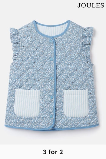 Joules Raye Blue Reversible Print Quilted Gilet (244567) | £39.95 - £42.95