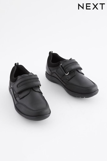 Black Narrow Fit (E) School Leather Single Strap Shoes (244885) | £28 - £39