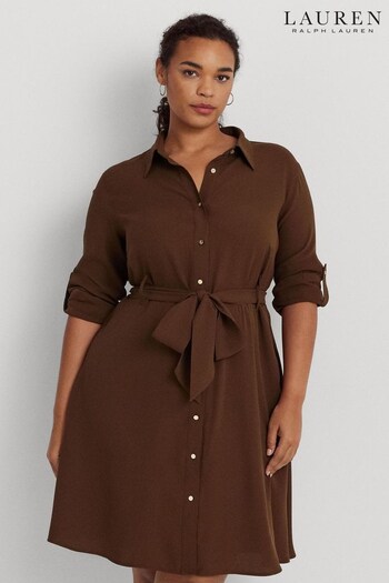 Lauren Ralph Lauren Curve Collared Brown Dress (244914) | £259