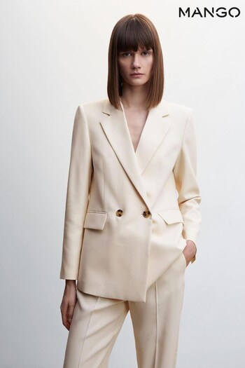 Mango Cream Double-Breasted Suit Blazer (244928) | £80