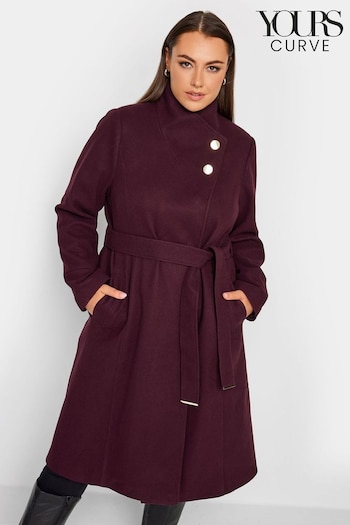 Yours Curve Red Belted Military Coat (245089) | £75