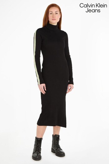 Calvin Klein Jeans Long Logo Rib Black Dress (245152) | £100