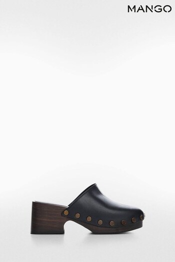 Mango Studded Leather Black Clogs (245171) | £90
