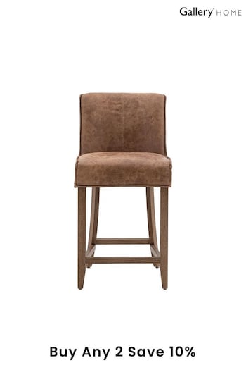 Gallery Home Brown Cory Leather Bar Stool Set of 2 (245259) | £575