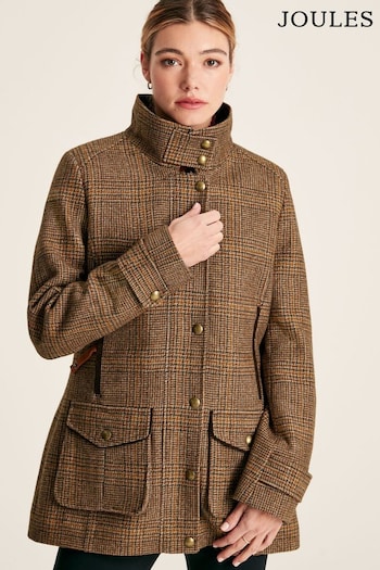 Joules Fieldcoat Luxe Brown Tweed Jacket with Removable Quilted Gilet (245639) | £299
