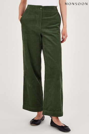 Monsoon Green Cord Wide Leg Trousers (245729) | £70