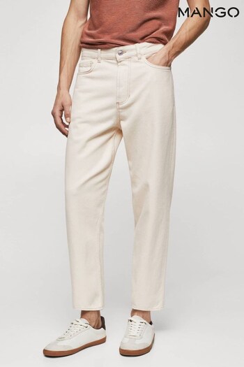 Mango Cream Tapered Loose Cropped Jeans (245975) | £50
