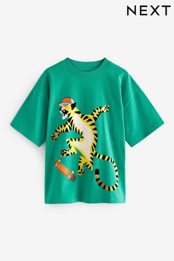Green Tiger Skateboard Short Sleeve Graphic T-Shirt (3-16yrs) (246589) | £4 - £7