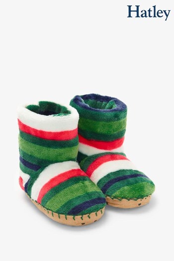 Hatley Green Holiday Stripes Fleece Slippers (247050) | £17