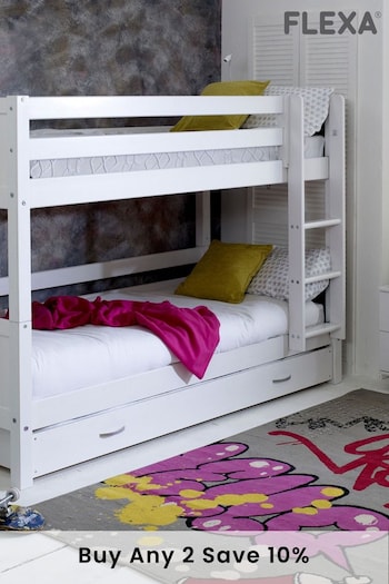 Flexa Kids White Nordic Bunkbed With Trundle Bed (247273) | £825