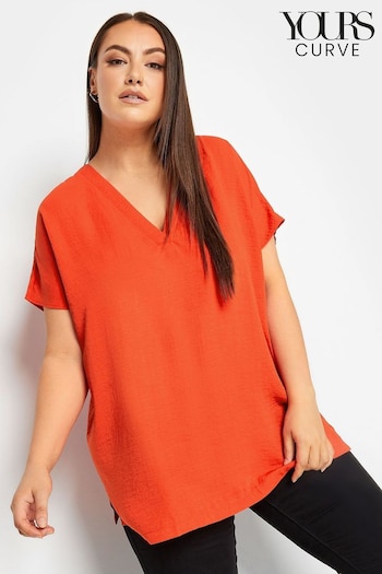 Yours Curve Red Textured V-Front Top (247569) | £24