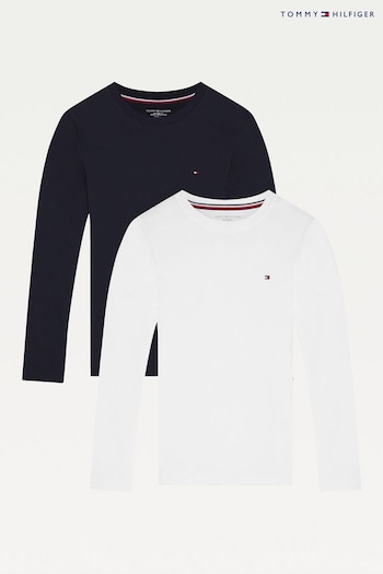 Tommy Hilfiger Navy Blue and White Original Long Sleeve T-Shirt 2 Pack (248108) | £36