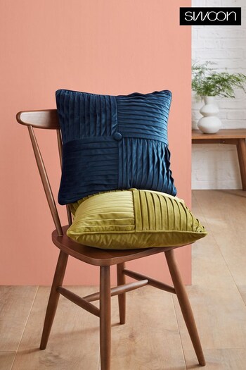 Swoon Navy Wright Feather Filled Velvet Cushion (248146) | £45