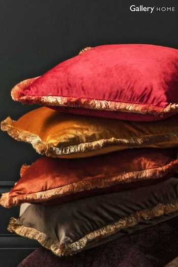 Gallery Home Orange Ombre Velvet Fringed Cushion (248237) | £50