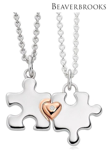 Beaverbrooks Sterling Silver Ladies & Childrens Jigsaw Necklace Set (248960) | £125
