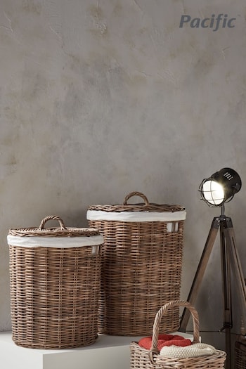 Pacific Set of 2 Grey Round Lined Laundry Storage Baskets (249359) | £200