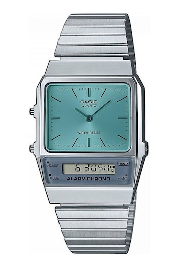 Casio 'Collection' Black and silver and Green Stainless Steel Quartz Watch (249686) | £45