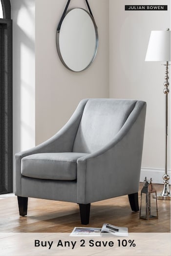 Julian Bowen Grey Maison Velvet Chair (250202) | £350