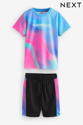 Multi/Black Mesh T-Shirt and Shorts Set (3-16yrs) (250270) | £17 - £25
