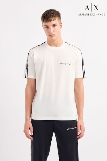 Armani Sneakers Exchange Stripe Tape Sleeve Script Logo T-Shirt (250312) | £75