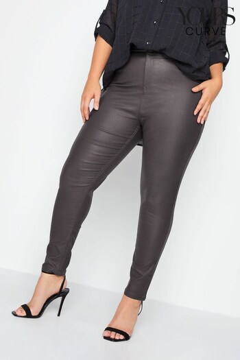 Yours Curve Grey Coated AVA Trousers (250356) | £31