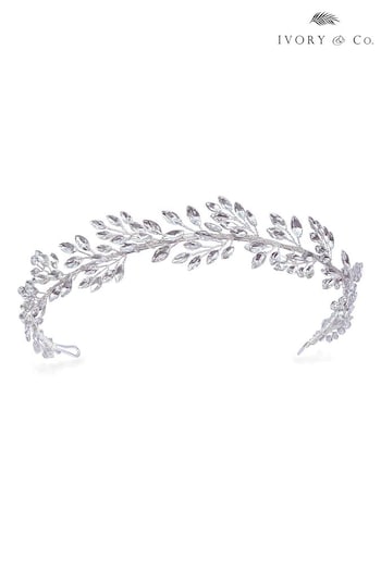 Ivory & Co Silver Utopia Leafy Crystal Headband (251000) | £65
