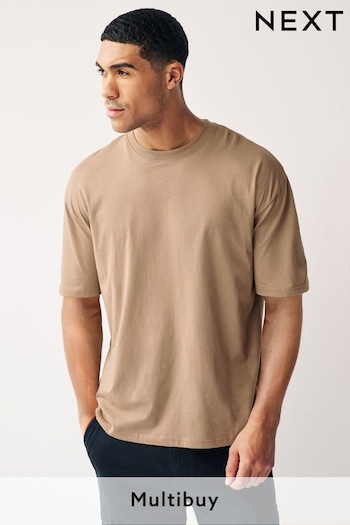Stone Brown Relaxed Essential Crew Neck T-Shirt (251016) | £9