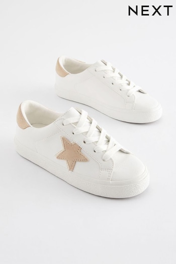 White Neutral Wide Fit (G) Star Lace-Up Trainers (251025) | £18 - £25