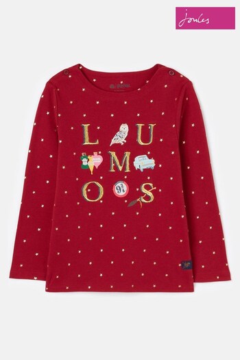 Joules Catch The Magic Red Harry Potter™ Long Sleeve Top (251063) | £24.95 - £27.95