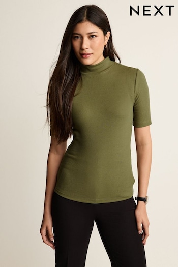 Olive Green Half Sleeve High Neck T-Shirt (251135) | £11