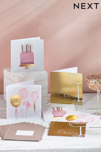 6 Pack Pink Chic Birthday Cards (251260) | £5