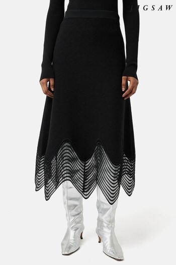 Jigsaw Lace Trim Knitted Black Skirt (251277) | £155